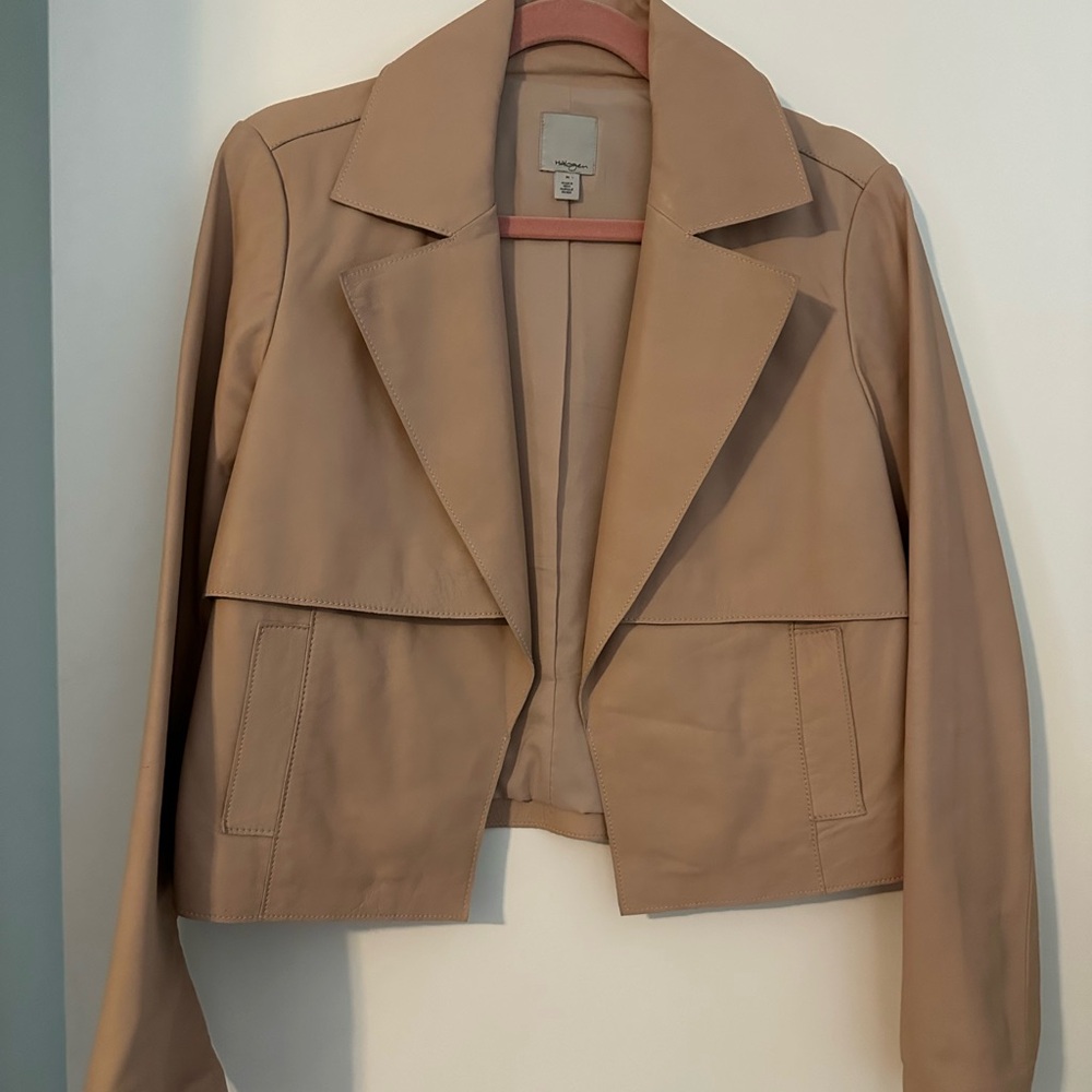 Halogen Light Brown Leather Jacket
